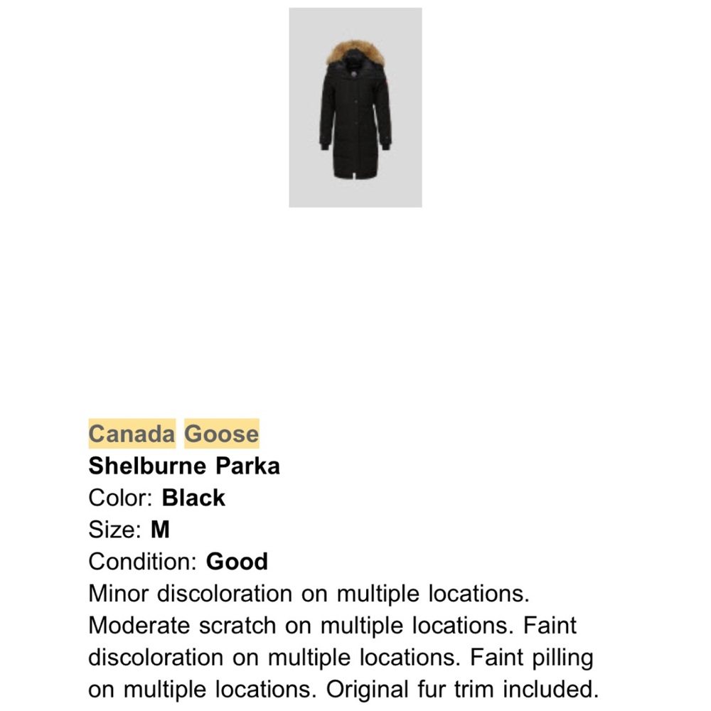 Canada goose shelburne black parka size M